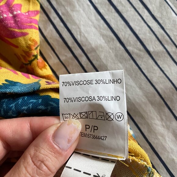 Farm Rio look alike Linen Blend Bird Print Cropped Top Size S - Picture 5 of 6